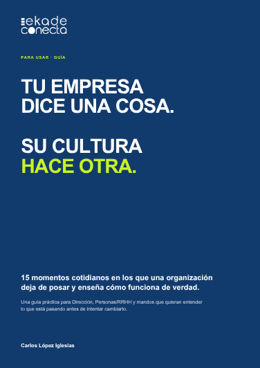 Portada original de la Guía Cultura 7D: Tu empresa dice una cosa. Su cultura hace otra.